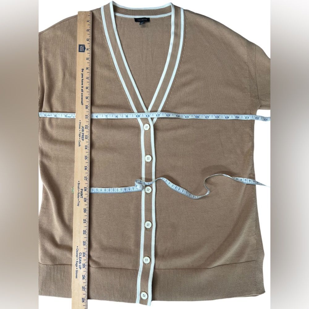 Talbots Brown Cardigan with White Trim - Picture 6 of 7